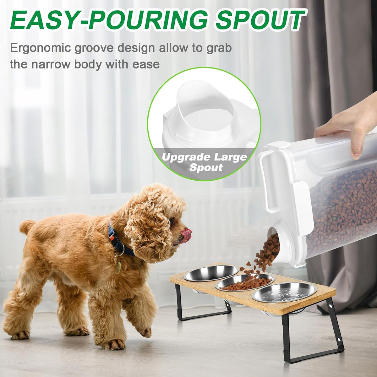 TBMax 10 Lbs Cat Dog Food Storage Container, 2026 Upgraded Large Pouring Container for Pet Food Storage, Bird Seed Dispenser, Portable Travel Kibble Holder -Dark Green