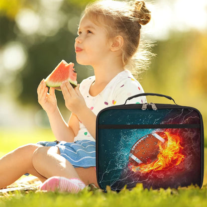 Kids Lunch Box for Boys Girls Black Red Sport Basketball Insulated Lunch Bag Reusable Small Cooler Bag Meal Containers Tote Kit for School Travel Women Men