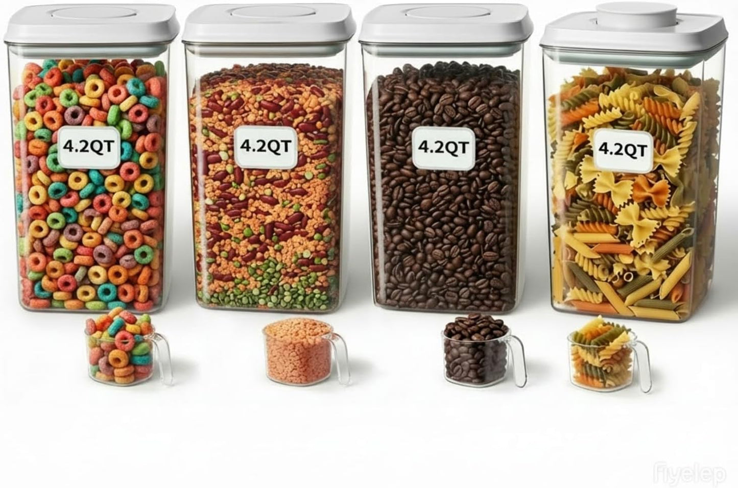 Melovom Pop Airtight Food Storage Container with Lid, 4L/4.2qt Large Cereal Flour Sugar Storage Container with Scoop, One Button Opening, BPA-Free, Kitchen Pantry Organization and Storage
