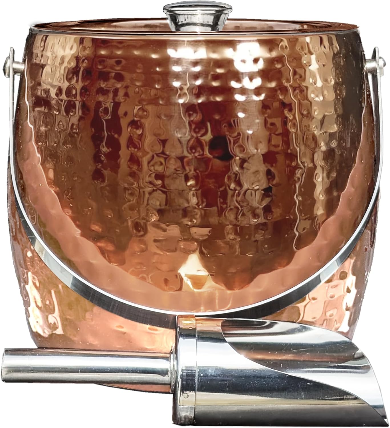 BREKX 3-QT Insulated Ice Buckets for Parties with Lid and Scoop - Iceberg Anchored Wine Chiller Champagne Bucket for Cocktail Bar, Metal Bucket with Lid, Non-Sweat