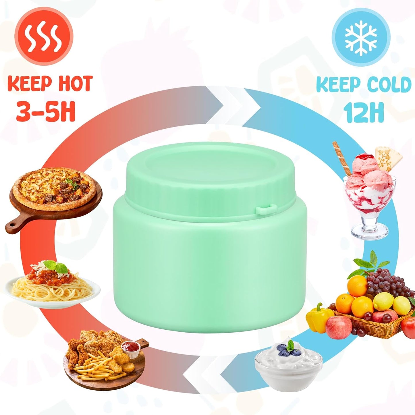 Lunch Box Kids, Leak Proof 5 Compartment Bento Box for Kids, 13oz Thermo for Hot Food Kids Lunch Box,Hot Lunch Box for School Travel