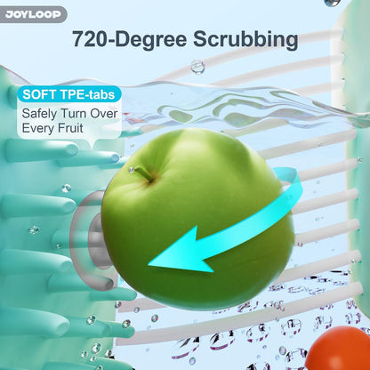 JOYMOOP Fruit Washer and Spinner with Brush, Large Cleaning Bowl for Fruits, Vegetables and Salad, Produce Scrubber