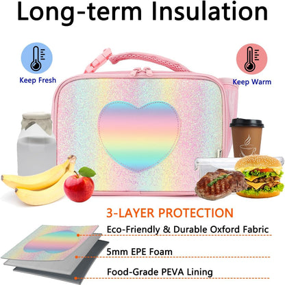 GYEUKHAM Insulated Lunch Box for School, Thermal Reusable Durable Freezable Lunch Bags for Kids Boys Girls Men Women - Small Soft Cooler Portable Lunch Tote Kit for Work Picnic Travel,Black