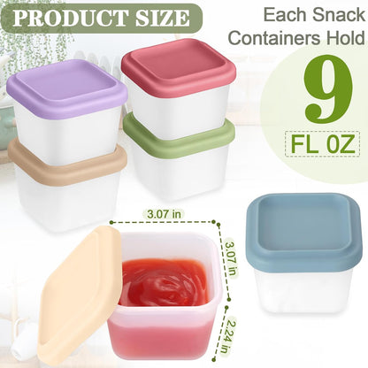 8 Pack 9 oz Silicone Snack Container for Kids, Reusable Silicone Food Storage Containers with Lid, Meal Prep Storage for Fruit, Kids Lunch Box for Travel, Home (Multicolor 8 Pack)
