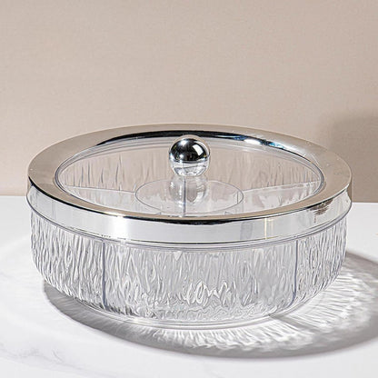 Amagogo Divided Serving Tray with Transparent Lid Snack Tray Rotatable Base Appetizer Platter with 6 Compartments Dessert Dish Suitable for Gift Giving Home D, Golden Bow