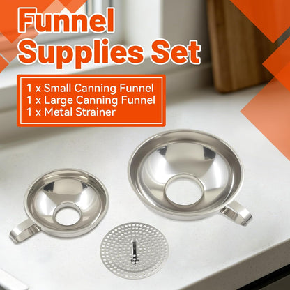 Biaungdo Canning Funnel with Strainer, 3 Pcs Wide Mouth Jar Funnels Set