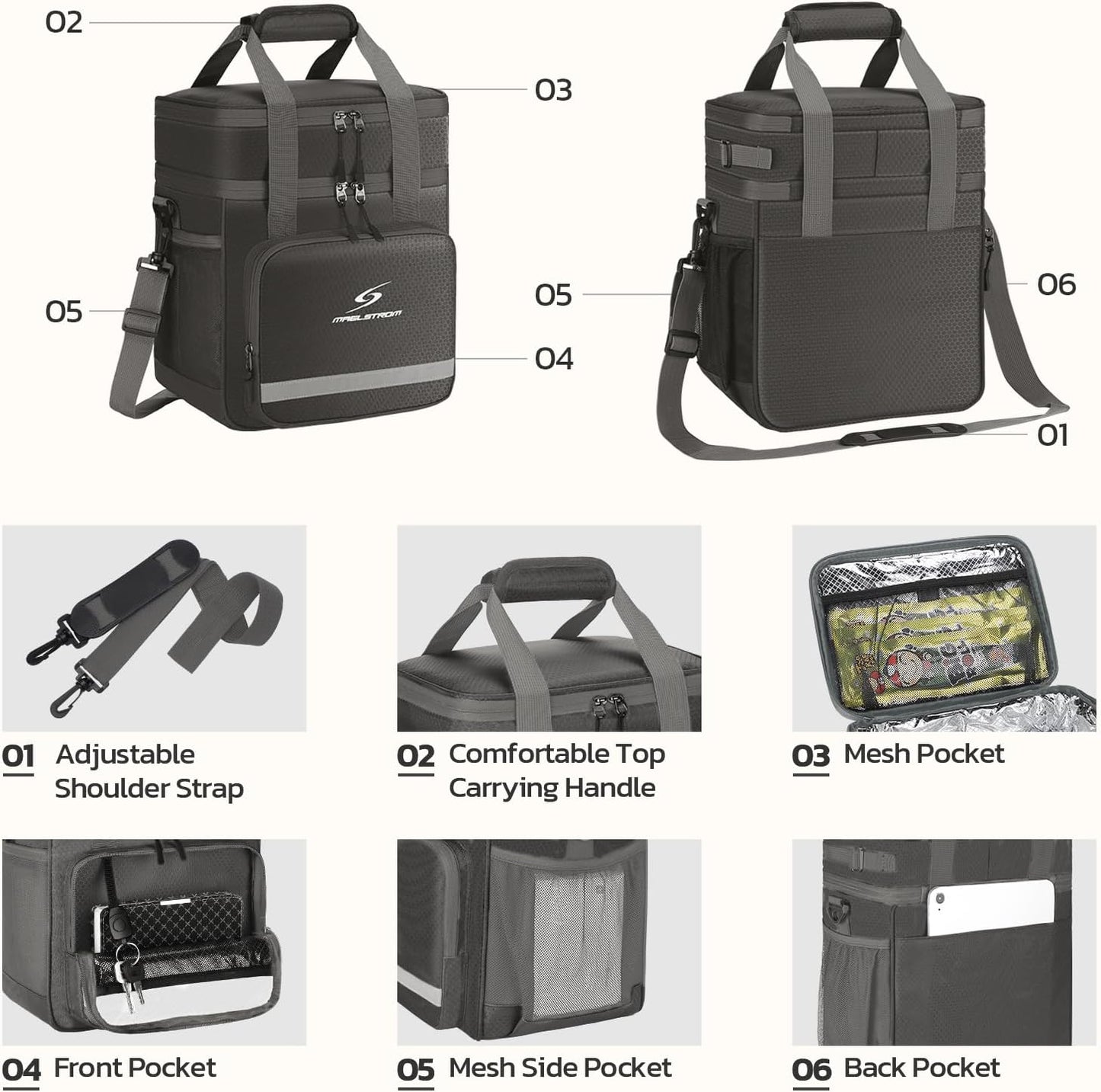 Maelstrom Lunch Box for Men,Insulated Lunch Bag Women/Men,Leakproof Lunch Cooler Bag, Lunch Tote Bag