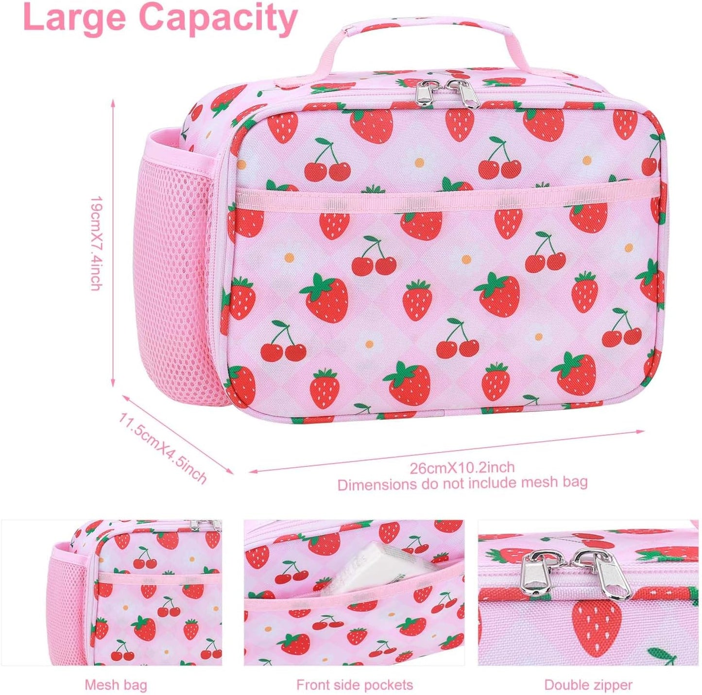 RHCPFOVR Kids Lunch Bag - Insulated Lunch Box for Boys Girls,Washable Lunch Bag and Reusable Toddler Leak-proof Lunchbox for School and Daycare - Colors A