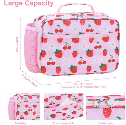 RHCPFOVR Kids Lunch Bag - Insulated Lunch Box for Boys Girls,Washable Lunch Bag and Reusable Toddler Leak-proof Lunchbox for School and Daycare - Colors A