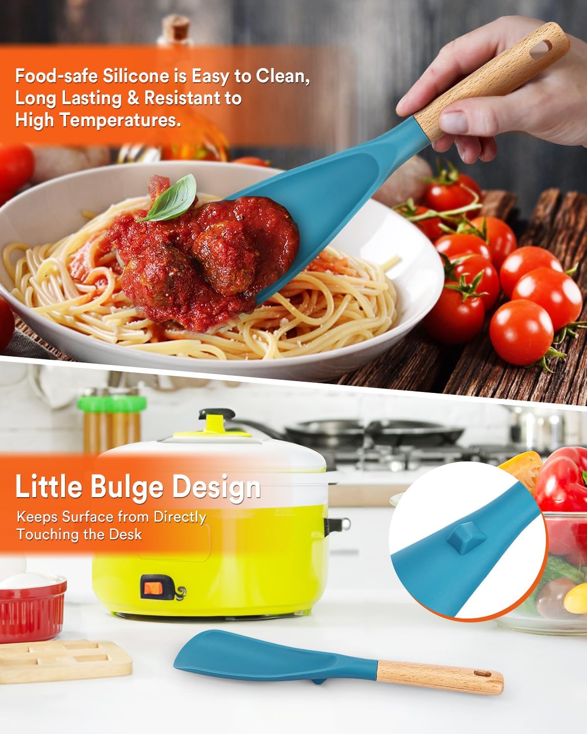 Badiano Cooking Spoon and Rice Scooper for Nonstick Cookware,Multi-function