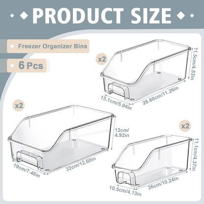 LemonRoad 12 Packs Pantry Organizers and Storage Freezer Clear Organizer Bins with Handle Acrylic Organization Bins Stackable Open Front Storage Vegetable Egg Salad Containers for Kitchen Cabinet