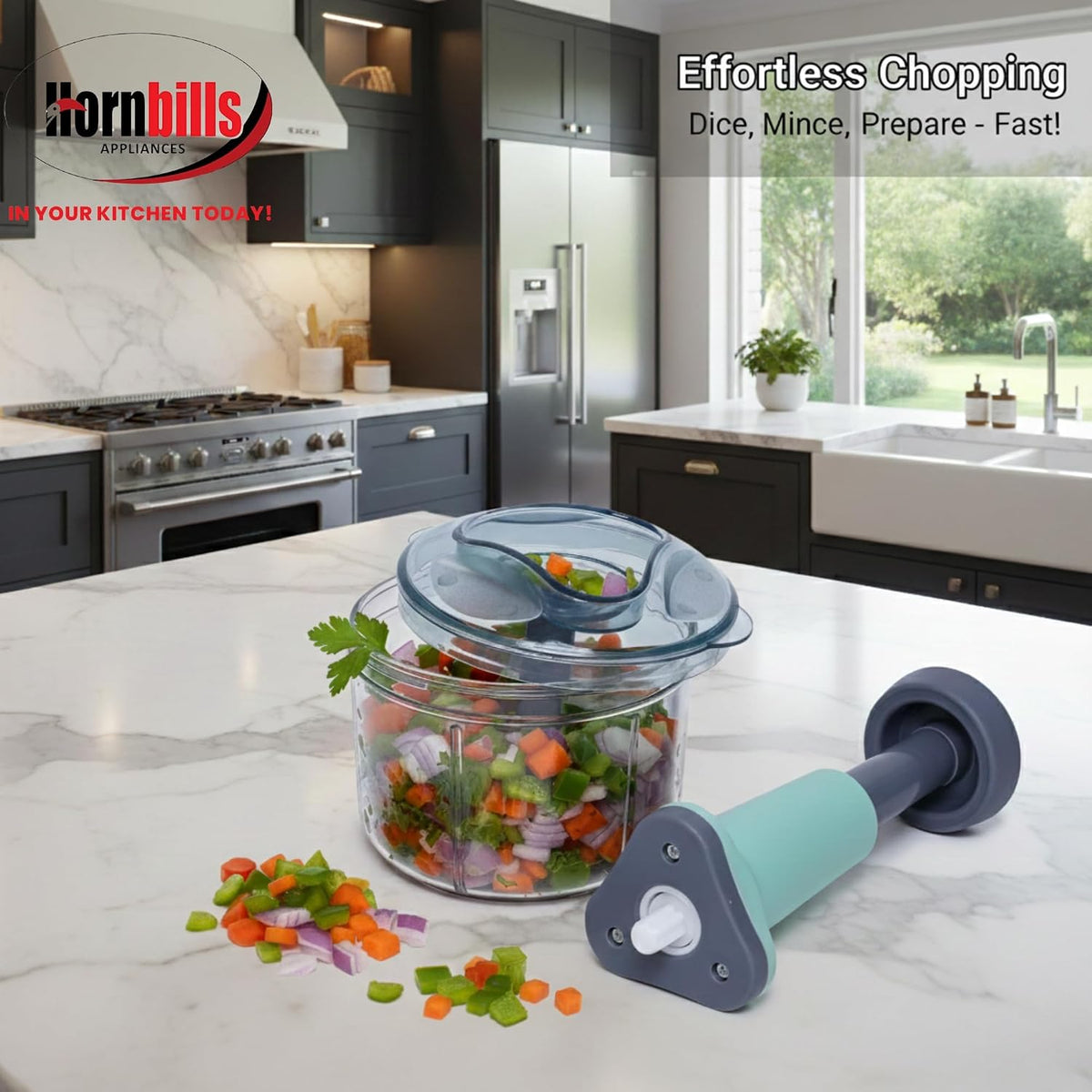 Push Chopper with 4 Blades 1000 ML Handy & Compact Chopper