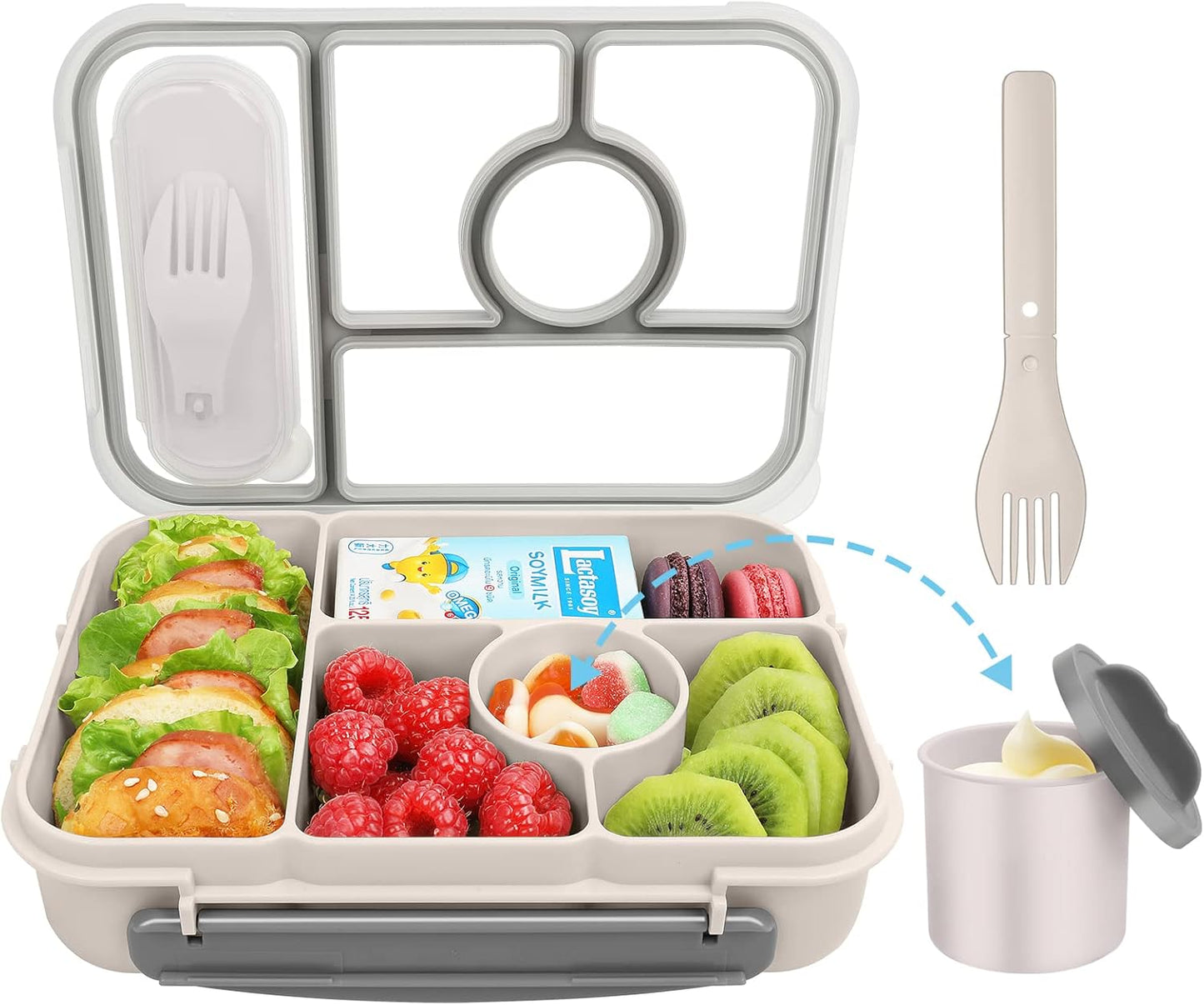 Lunch Box Kids,Bento Box Adult,Lunch Containers for Adults/Kids/Toddler,5 Compartments Bento Lunch Box with Sauce Vontainers,Microwave & Dishwasher & Freezer Safe(Purple)