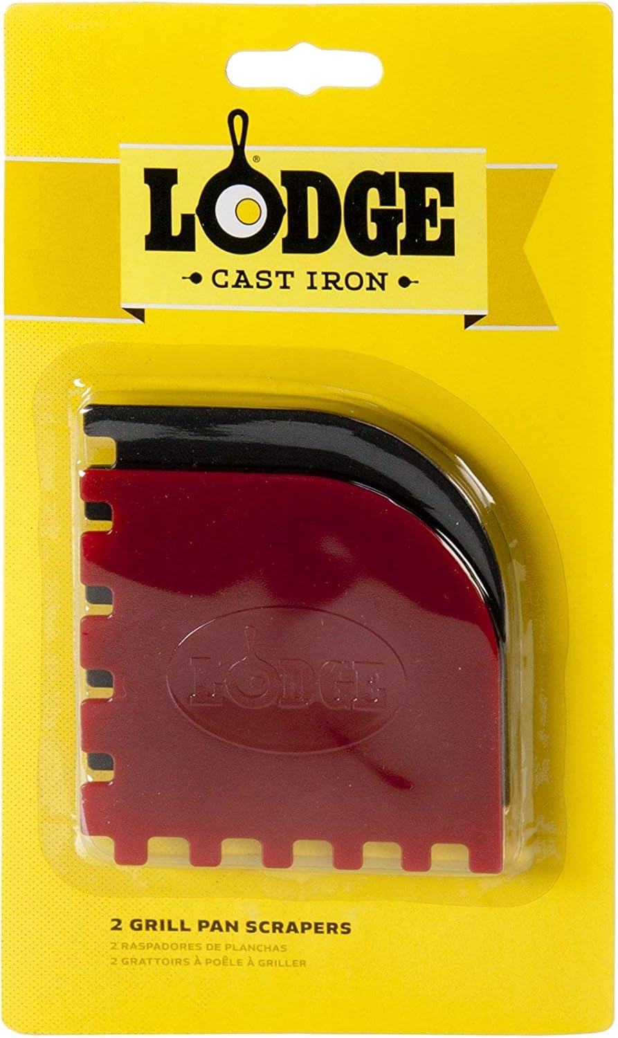 Lodge SCRAPERGPK Durable Grill Pan Scrapers, Red and Black, 2-Pack