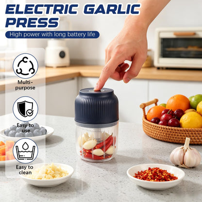 Electric Garlic Chopper 350ml, Cordless & Powerful 6 Stainless Steel Blades