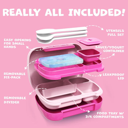Umami All-in-1 Bento Box for Kids, Ice-pack & Utensils Included, 100% Leakproof & BPA free, Parents' favorite Lunch Box Kids (Green, 27 oz)