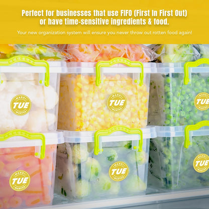 Easy Identification Date Stickers 7,000 Days of the Week Stickers – Sunday 3/4" Days of the Week Food Labels – Day Dots for Food – Restaurant Supplies – Best By Commercial Kitchen Supplies