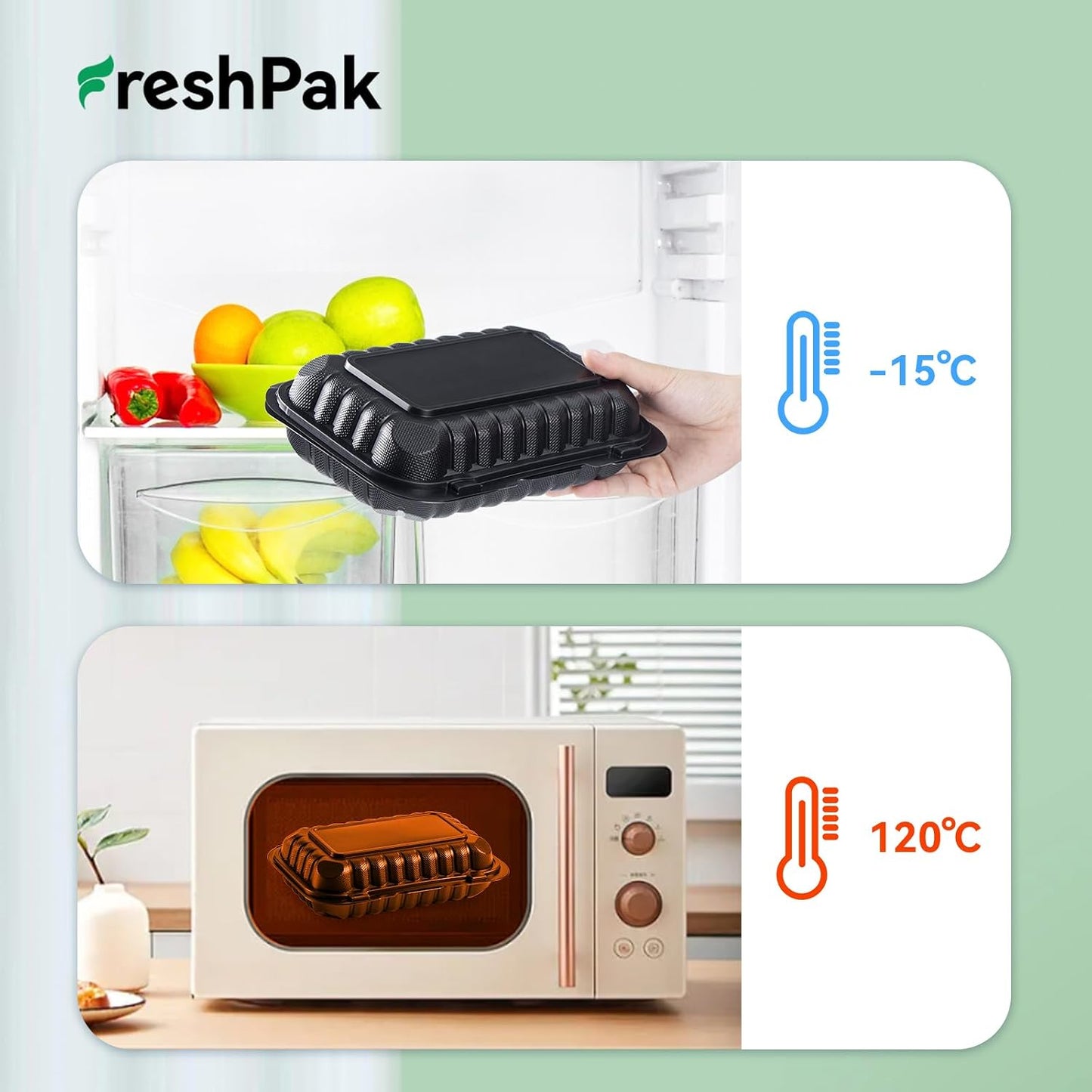 Meal Prep Container Reusable 40 Pack 34oz - Shrink Wrap Leakproof | Portion Control Leftover Plastic Food Containers with Lid | BPA Free Freezer & Microwave Safe | 4 Compartment Takeout Boxes