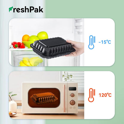 Meal Prep Container Reusable 40 Pack 34oz - Shrink Wrap Leakproof | Portion Control Leftover Plastic Food Containers with Lid | BPA Free Freezer & Microwave Safe | 4 Compartment Takeout Boxes