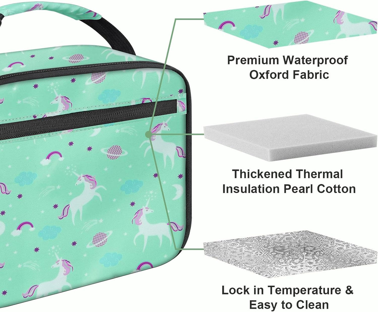Kids Lunch Box for Boys Girls Lunch Bag Insulated Durable Lunchbox Children Lunch Tote Bag for School Black