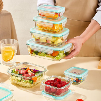 Liuruiyu 8 Pack 36OZ Glass Food Storage Containers with Lids, Meal Prep Containers, Airtight Bento Boxes with Leak Proof Locking for Microwave, Oven, Freezer and Dishwasher, BPA Free