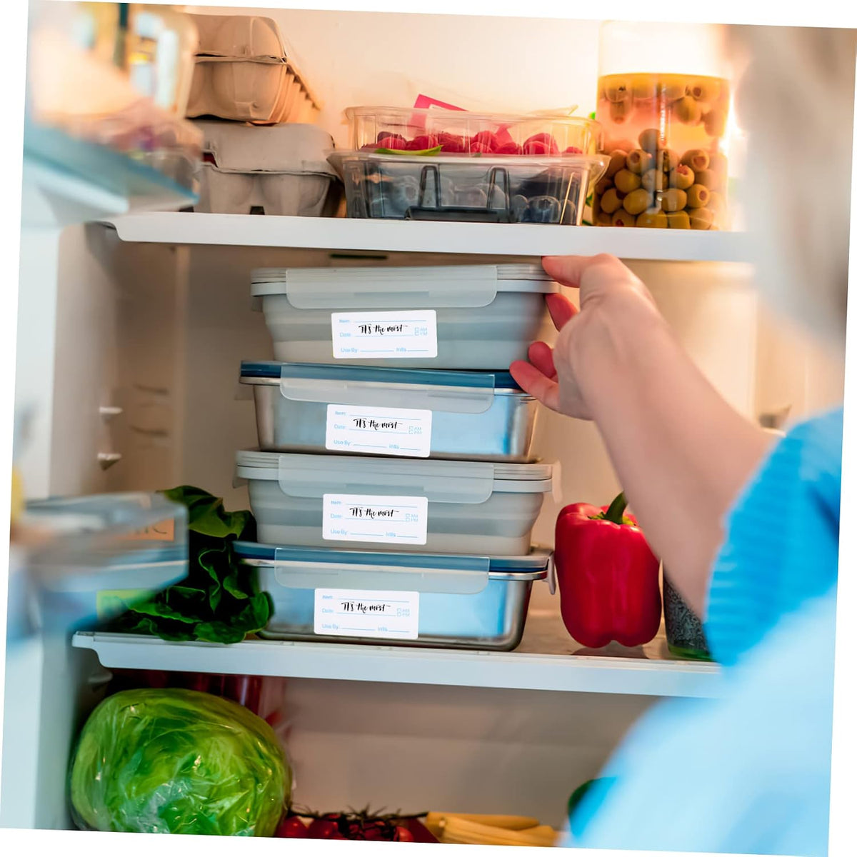 OSALADI 2pcs Removable Food Storage Labels Waterproof Date Stickers for Kitchen Containers Date Stickers for Freezer and Refrigerator