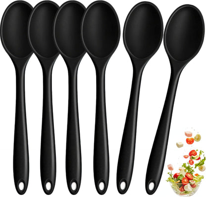 Silicone Spoons Set of 5,Mixing Spoons for cooking,Heat Resistant Spoons, Mixing Spoons for Kitchen Cooking Baking Stirring Mixing Tools (2pcs Large & 3pcs small)