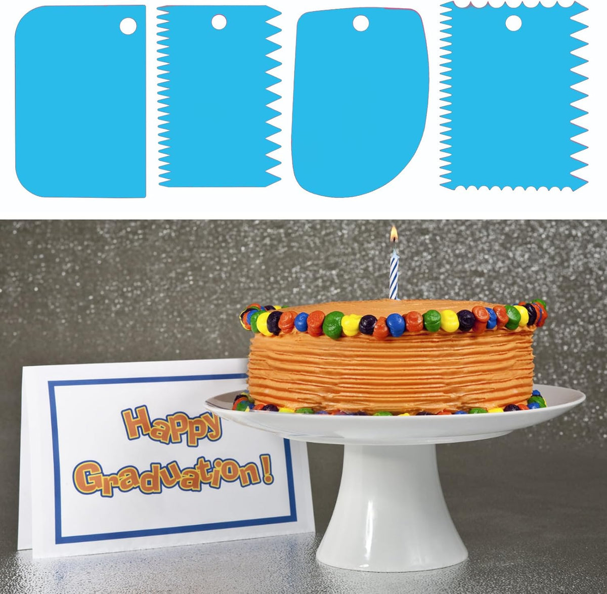 Cake Scraper, 6 Pcs Cake Smoother Scraper, Dough Scraper Blue
