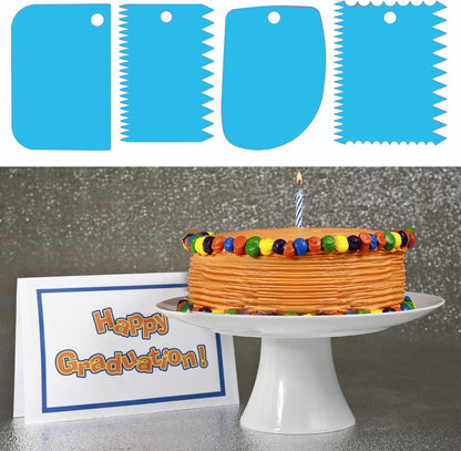 Cake Scraper, 6 Pcs Cake Smoother Scraper, Dough Scraper Blue