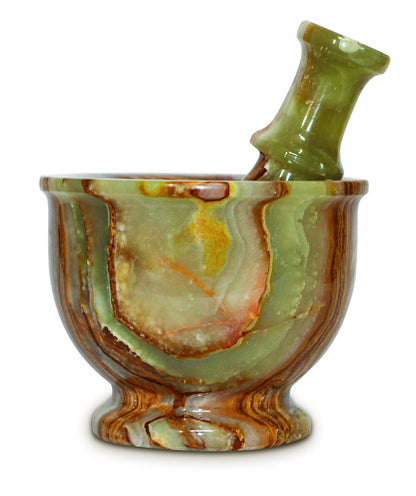 Mortar and Pestle Set – Large Stone Grinder with Polished Bowl & Non-Slip Base | Elegant Onyx Marble Kitchen Tool for Spices, Herbs & Guacamole