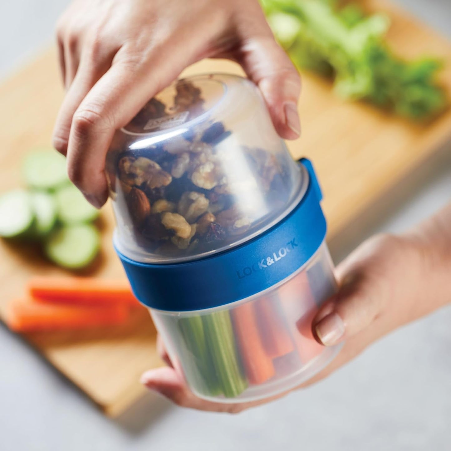 LOCK & LOCK LocknLock Easy Essentials Twist Two Way Food Storage Container, BPA-Free/Dishwasher Safe, 10-Piece Set, Clear