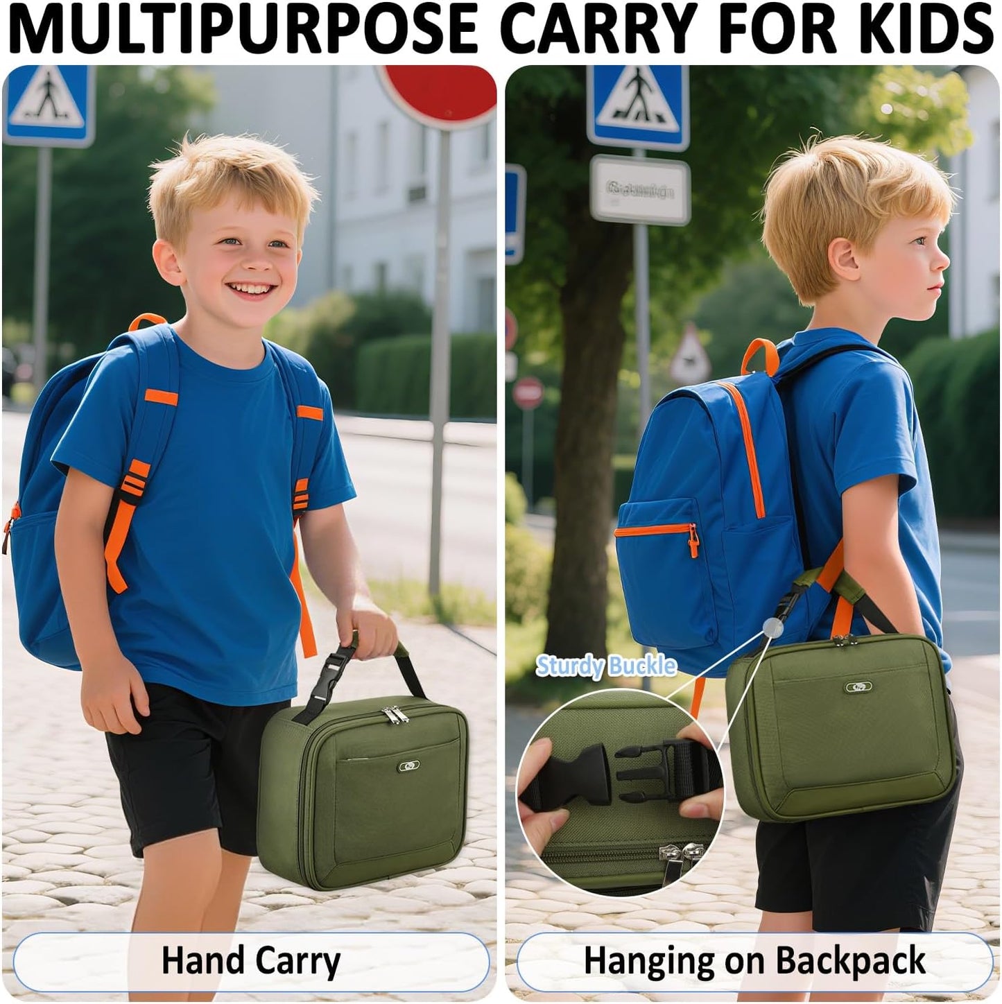 Lunch Box Kids Insulated Lunch Bag for Boys Girls Cute Reusable Lunch Tote Bag Waterproof Portable Thermal Lunch Box Kids for School Picnic Travel Black