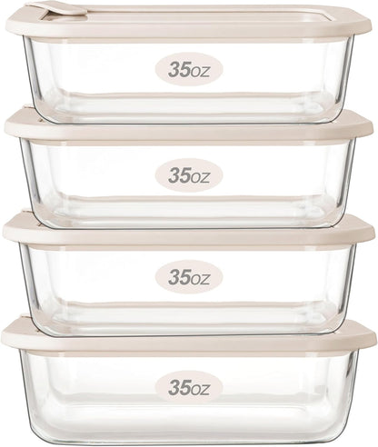 Urban Green Glass Food Storage Containers with Glass Lids, Microwave Safe Food Container Set, Aitight Meal Prep Container Set, LeakProof, 100% Plastic Free, 6 Pack