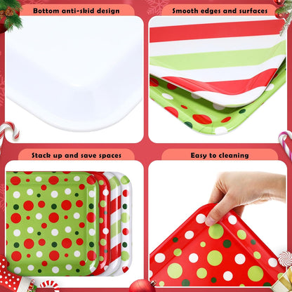 4 Pcs Valentine's Day Serving Tray 13 x 10 Inch Heart Reusable Serving Platter Melamine Dessert Plate Dish for Valentine's Day Party Decorations Supplies