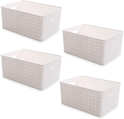 BINO | Plastic Storage Baskets Large - Black | THE STABLE COLLECTION | Multi-Use Storage | Rectangular Cabinet Organizer | Baskets For Organizing with Handles | Home Office Organization and Storage
