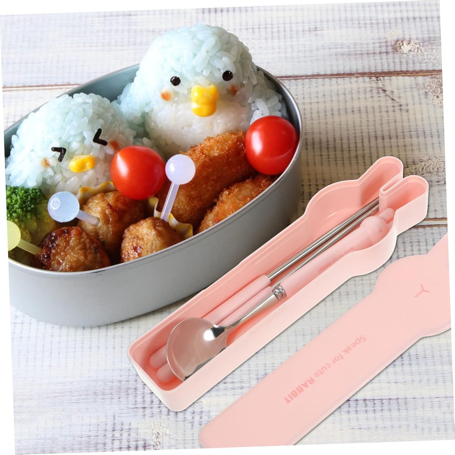 Garneck Portable Cutlery Set for Boys and Girls Lunch Box Utensils Spoon Chopsticks Reusable Silverware Set Case Travel Silverware Stainless Steel