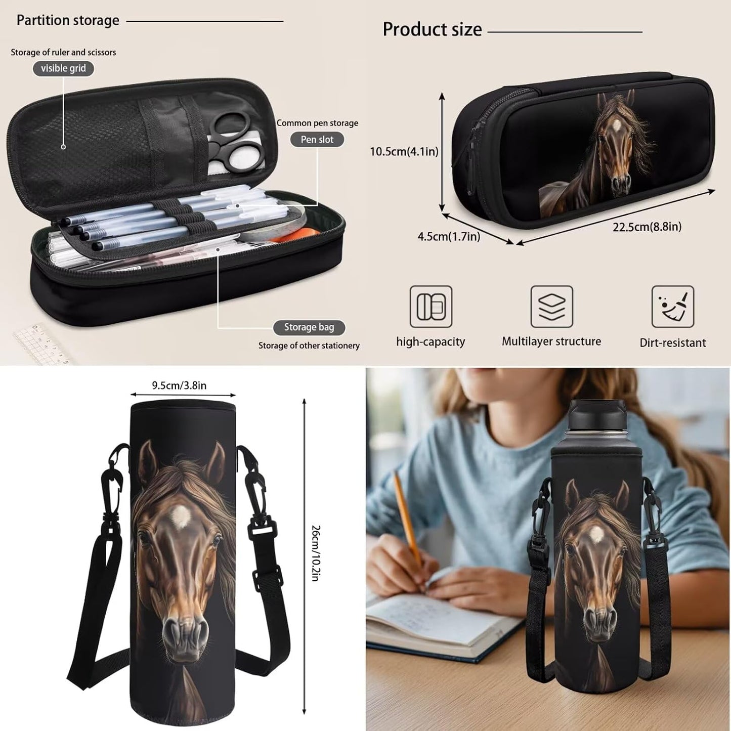 Highland Cow Backpack with Lunch Box Set for Kids Sunflower School Backpack for Girls Boys Back to School Bag Student Travel Backpacks Reusable Utensils Pen Case Water Bottle Bag 5PCS