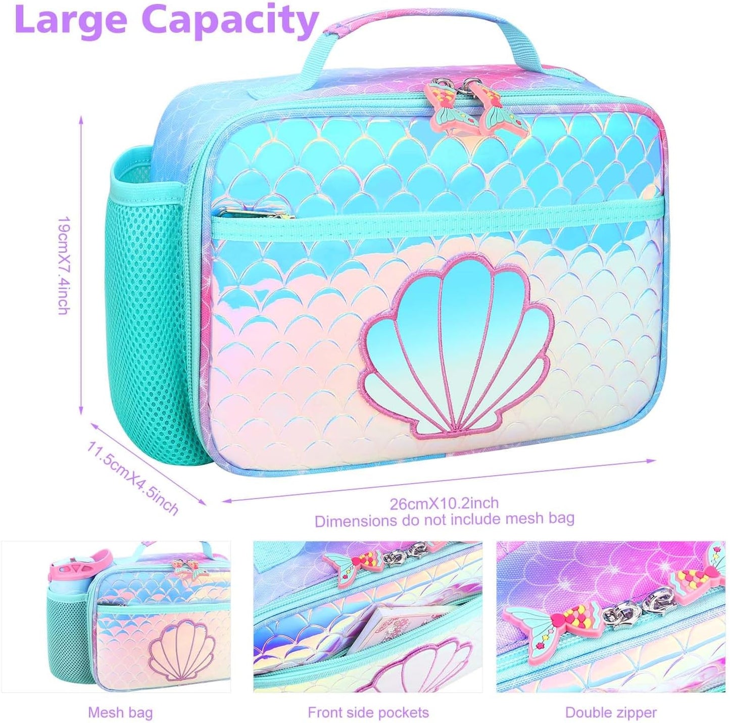 RHCPFOVR Kids Lunch Bag - Insulated Lunch Box for Boys Girls,Washable Lunch Bag and Reusable Toddler Leak-proof Lunchbox for School and Daycare - Colors A