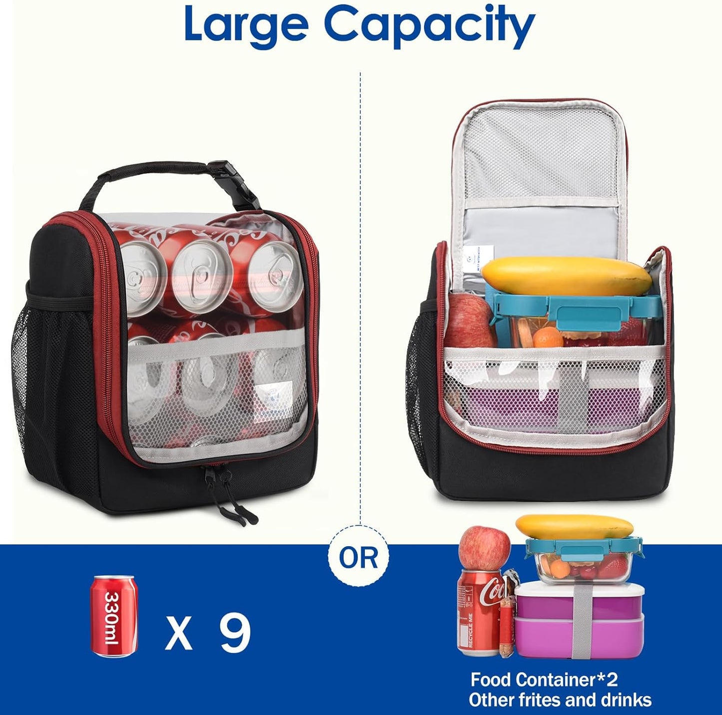 Genteen Kids Lunch Box, Insulated Lunch Bag for Kids, Toddler, Girl, and Boy; Holds Lunch Box, Water Bottle, & Snacks; Easy-Clean Water-Resistant Fabric & Multiple Zippered Pockets (Yellow Blue)