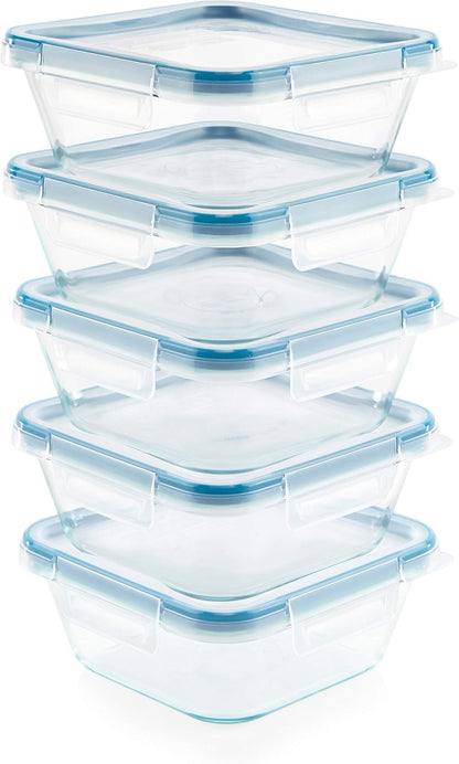 Snapware Glass Total Solutions (12-Pack) Food Storage Containers Set, (1, 2 & 4 Cup), Airtight & Leakproof Plastic Locking BPA-Free Lids, Freezer Dishwasher Microwave Safe