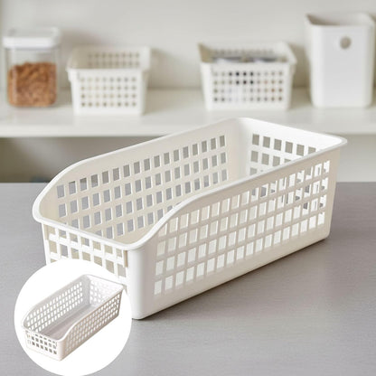 Storage Basket for Kitchen Organizer with Handle, PP Cabinet Basket Bin for Pantry and Bathroom Use