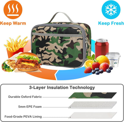 FlowFly Kids Lunch box Insulated Soft Bag Mini Cooler Back to School Thermal Meal Tote Kit for Girls, Boys, Astronaut - Colors A