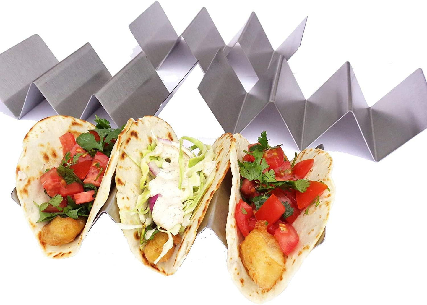 Metal Taco Holder - Stainless Steel Taco Trays- Dishwasher, Oven, and Grill Safe - Great for Sandwiches and Hotdogs Too (1)
