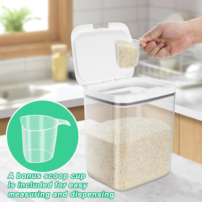 TBMAXS Versatile Storage Container Bin with Pop-up Lid & Scoop, Rice Flour Container Dog Cat Food Storage Container, Laundry Room Organization Household Essentials Kitchen Pantry Organizers