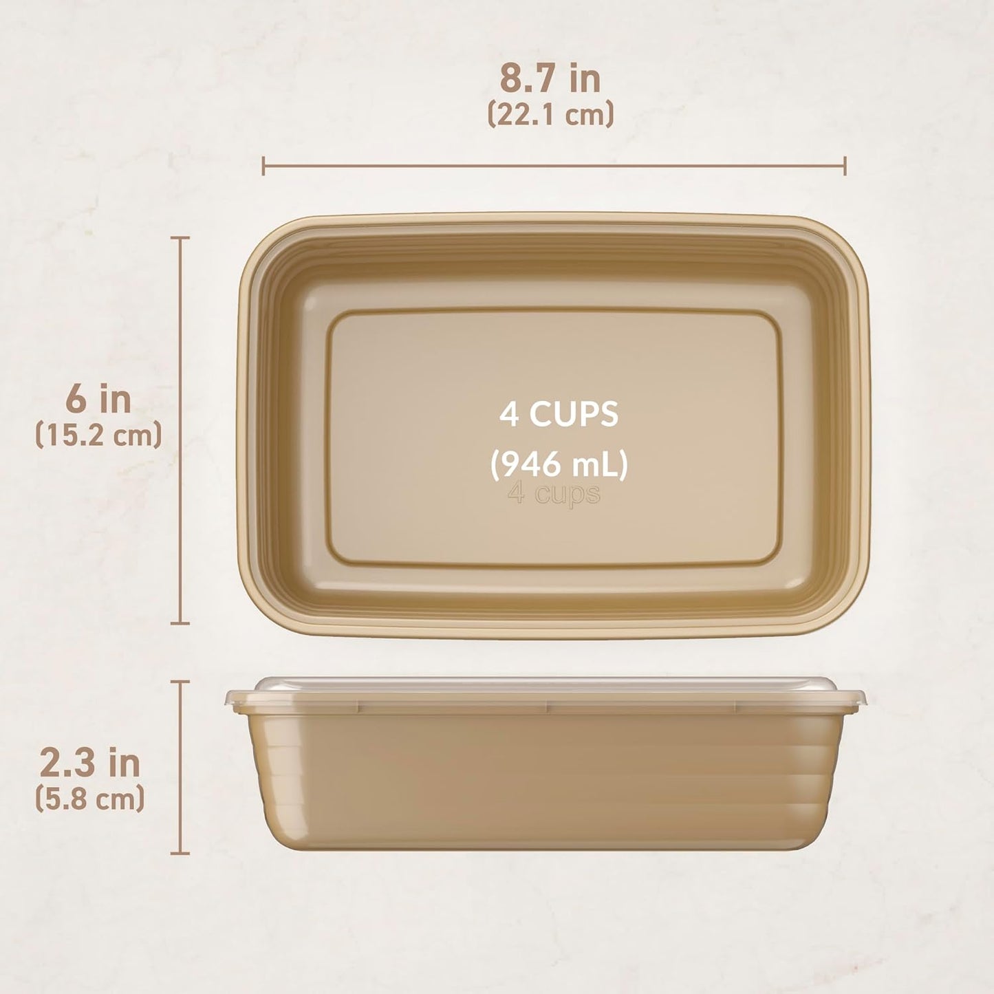 Bentgo Prep - 20-Piece 1-Compartment Reusable Meal Prep Containers with Lids, PFAS & BPA Free Materials, Durable, Microwave, Freezer, & Dishwasher Safe To Go Food Storage (Gold)