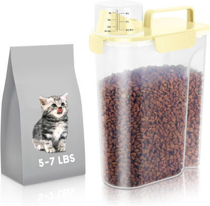 LEAWALK 5-7Lbs Cat Dog Storage Container, Portable Pet Food Containers with Upgraded Large Spout and Cup, Small Animal Kibble Dispenser for Bird Seed, Oatmeal, Rice, Flour, Brown Sugart-Dark Green