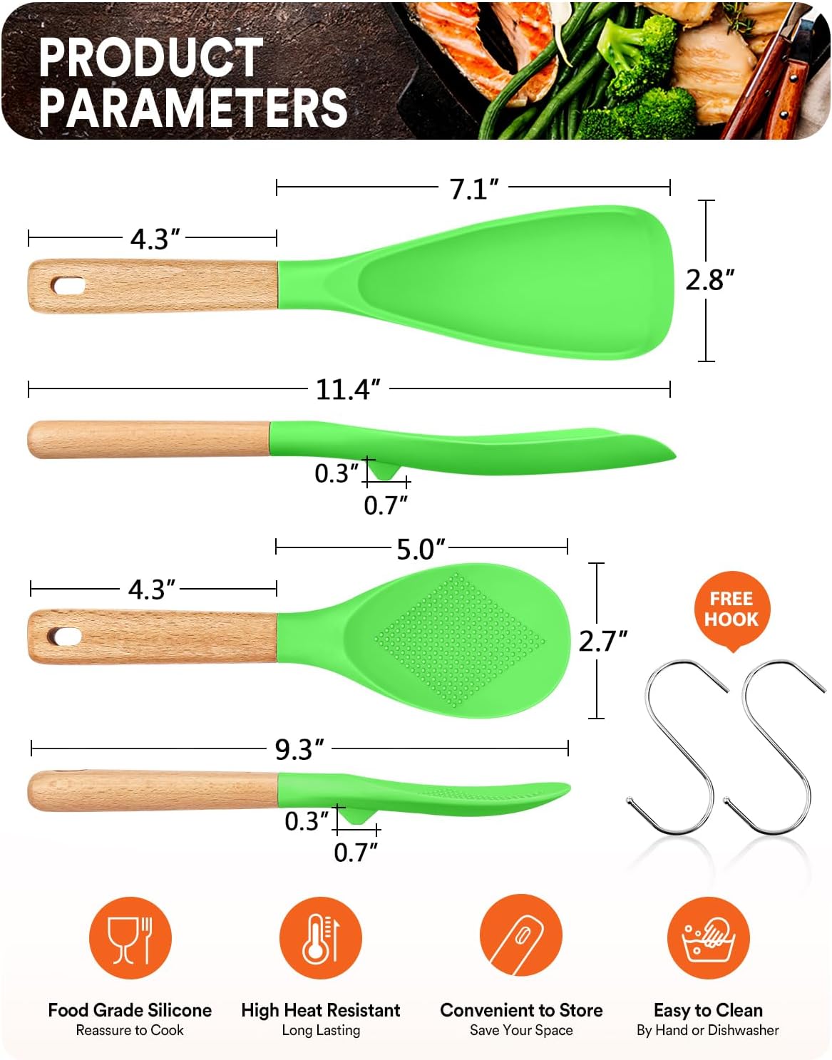 Badiano Cooking Spoon and Rice Scooper for Nonstick Cookware,Multi-function