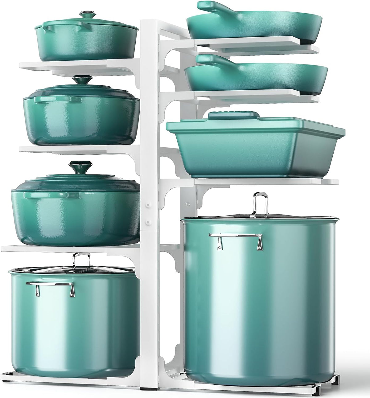 ORDORA Pots and Pans Organizer Under Cabinet 16.6", 8-Tier Adjustable Rack