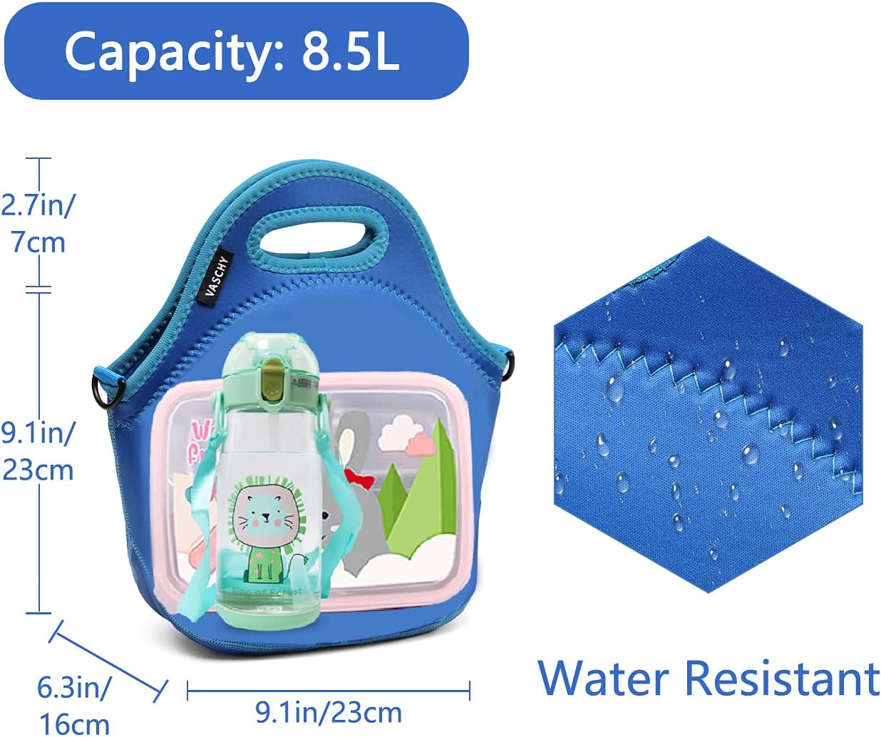 VASCHY Lunch Bag for Kids, Insulated Neoprene Lightweight Lunch Box Bag for Children Boys and Girls School Daycare Kindergarten Dinosaur