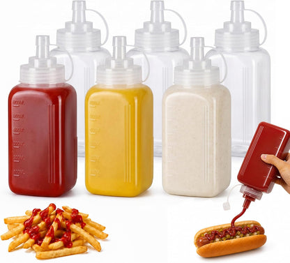 OAMCEG 20oz Condiment Squeeze Bottles, Plastic Sauce Bottles(0.6L)